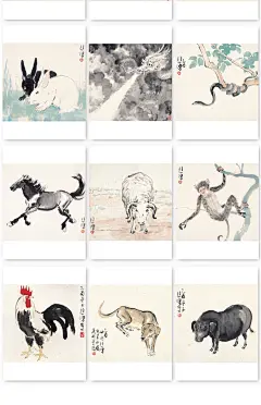 临摹卡《奔马》徐悲鸿绘32张唯美国画明信片中国风国画大师画集十二生肖艺术小卡片手绘插画简约小清新文艺复古生日贺卡创意礼物-tmall.com天猫