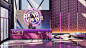 architecture bar bowling cafe Coffee Gaming interior design  lights neon visualization