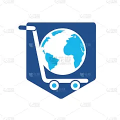 全球购物车矢量标志设计。网上商店标志设计概念。