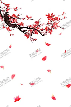 古风手绘水墨梅花瓣 【酷图网】古风梅花,手绘水墨梅花,梅花枝,梅兰竹菊,国风梅花边