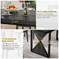 Amazon.com - DWVO Farmhouse Dining Table for 6-8 People, 70.8-Inch Rectangular Wood Dining Table, Rustic Kitchen Dinner Table with Heavy Duty Metal Legs for Dining Room (Grey) - Tables