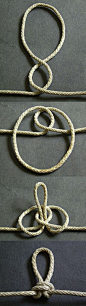 Among high quality knots, the butterfly loop is perhaps the easiest to remember how to tie correctly. Start by simply making two twists in the same direction to form the two loops. Then wrap the outer loop around the standing part and pull it through the 