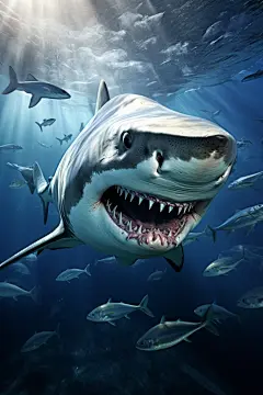 大白鲨凶猛肉食动物鲨鱼海洋动物摄影图片