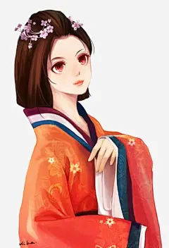 美女_新图网 https://ixintu.com 美女 女人 古装 手绘 红衣