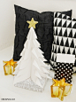 Black & Gold, Geometric Christmas Holidays Tablescape - BirdsParty.com