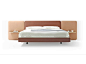 Fabric double bed with upholstered headboard LOTA by TREKU design Ibon Arrizabalaga