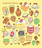 拟人食物表情面包表情卡通食物食物甜品手绘食品插图插画设计AI-淘宝网