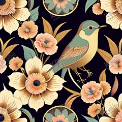 花鸟壁纸 【酷图网】花鸟,花卉,壁纸,纹样,四方连续,