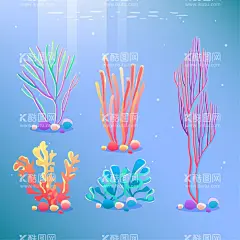 珊瑚  - 源文件下载【酷图网】珊瑚,五彩缤纷,海底生物,卡通,插图
