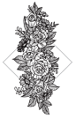 花朵花枝纹身插画矢量图素材