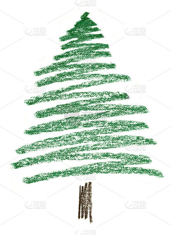 儿童蜡笔画的松树