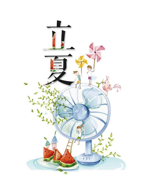 创意风格立夏海报插画夏天,立夏,二十四节...