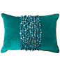 新古典沙发抱枕孔雀蓝色腰枕 样板间靠垫绒布贝壳 高档样板房靠枕-淘宝网