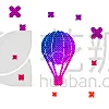 color hot air balloon icon isolated on white