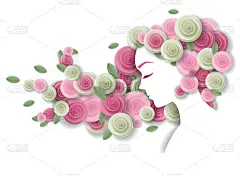 自然美,头发,女孩,纸,横截面,秘密,华丽的,卷着的,折纸工艺,花