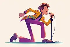 歌手演唱人物插画