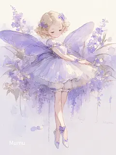 治愈插画 花仙子系列—紫藤萝 - 小红书