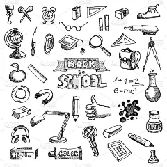 回到学校用品潦草的涂鸦和刻字
