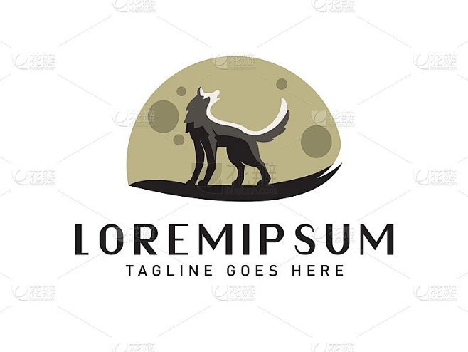 狼标志灵感设计模板。wolf抽象图标线艺术矢量素材-花瓣网