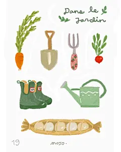 Photo shared by 모조핀intimiste on October 11, 2023 tagging @mojopindrawing. May be an illustration of radish, shovel and text.