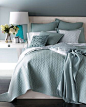Add an element of texture with SFERRA Bradley quilt set - in 3 soft hues: Ocean, Butter, and Rose.