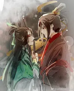 动漫人物手绘图，古风少年，男男