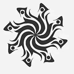 黑白旋转花纹 png素材