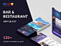 餐饮美食餐厅酒吧咖啡厅休息室移动手机APP UI设计工具包Cabar iOS UI Kit :  