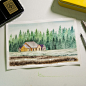 【简潔の水彩】#米蒂风景水彩#  隐秘的森林，这幅作品用的是zecchi透明水彩和阿诗细纹水彩纸，虽然是透明水彩但一样可以画出细腻的感觉哦，而且我很喜欢这样的小房子，给作品增添很多色彩 “不积硅步无以至千里，不积小流，无以成江海！”绘画同样如此哦！#水彩##插画#艺术##绘画##风景水彩#田园 房子 森林