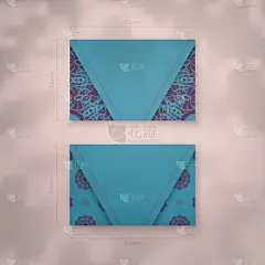 蓝绿色名片模板与抽象紫色图案为您的品牌。
