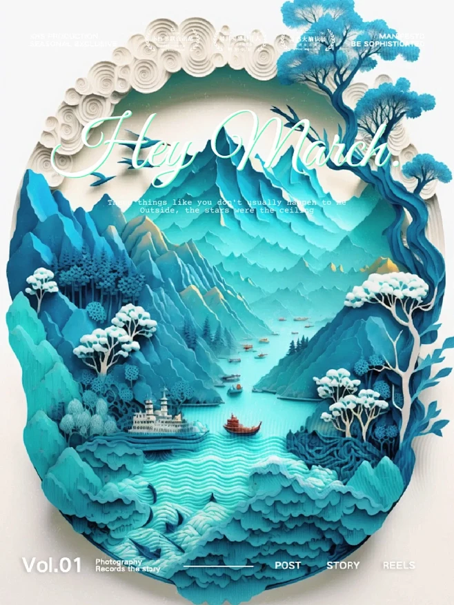 中式非遗山水剪纸｜天青色等烟雨系列图片_纸艺图片素材-花瓣网