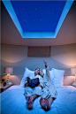 Skylight above bed! especially neat for star gazing thunderstorms... Comes with remote controlled black out blinds