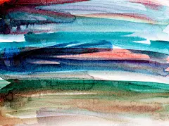 背景是蓝色、橙色和棕色的水平笔触