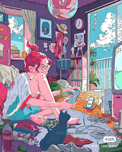 响指派采集到插画、场景