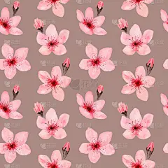 无缝图案手绘水彩樱花，花朵精致。日本的樱花。设计婚礼请柬，面料，包装，纺织品，封面，明信片，纸，贺卡