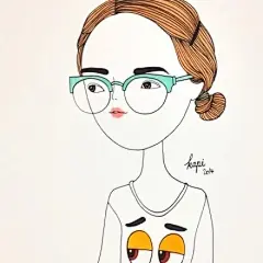 kapi复古女孩 简约系列 头像 线描 壁纸 酷酷 眼镜@北坤人素材