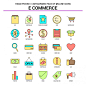 E-commerce flat line icon set