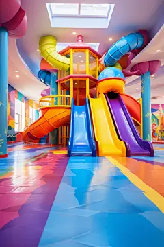 可爱立体彩色滑梯模型