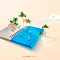 夏季日精致清新椰子创意沙滩海浪浪花人物旅游行合成海报PSD素材-淘宝网