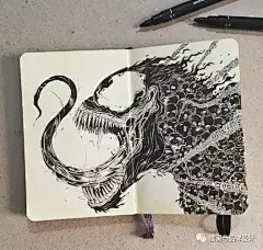 手绘丨大神的速写本，吊炸天了...一本子精细的黑白创意手绘