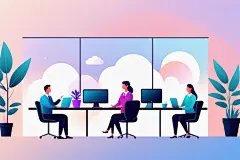 科技金融扁平风商务办公场景插画