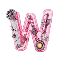粉色机械机甲创意英文字符字母W