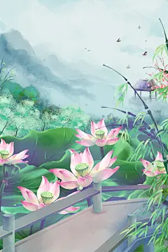 古风国风建筑插画PSD