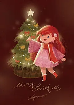 每日插画推荐 主题是圣诞的迪士尼小公主～把云妮洛普也加上去了 因为也算公主吧 哈哈 via：小阿尔法Alpha ​​​​