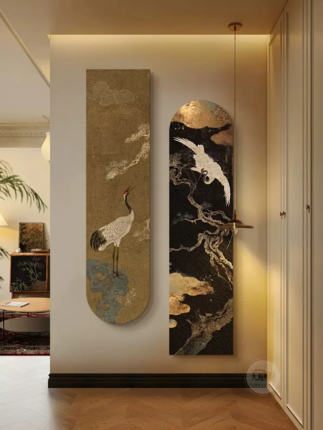 中式复古玄关装饰画宋代美学茶室挂画法式南洋中古风走廊尽头壁画-tmall.com天猫-花瓣网