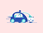 Autonomous : In this series of illustrations, we stylize autonomous cars in a playful and friendly manner to establish a more approachable feeling towards future tech while also studying their form and functionality.