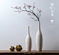 新中式白色细口陶瓷花瓶摆件家居客厅酒柜装饰品干花插花花器摆设-tmall.com天猫