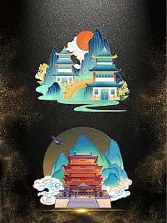 国潮插画｜中国古风建筑元素｜传统文化素材 - 小红书