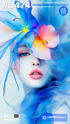 手机壁纸#D474丨粉蓝色系清凉夏日少女II - 小红书