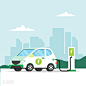 新能源汽车 绿色环保节能减排-智能科技-插画图形素材-酷图网